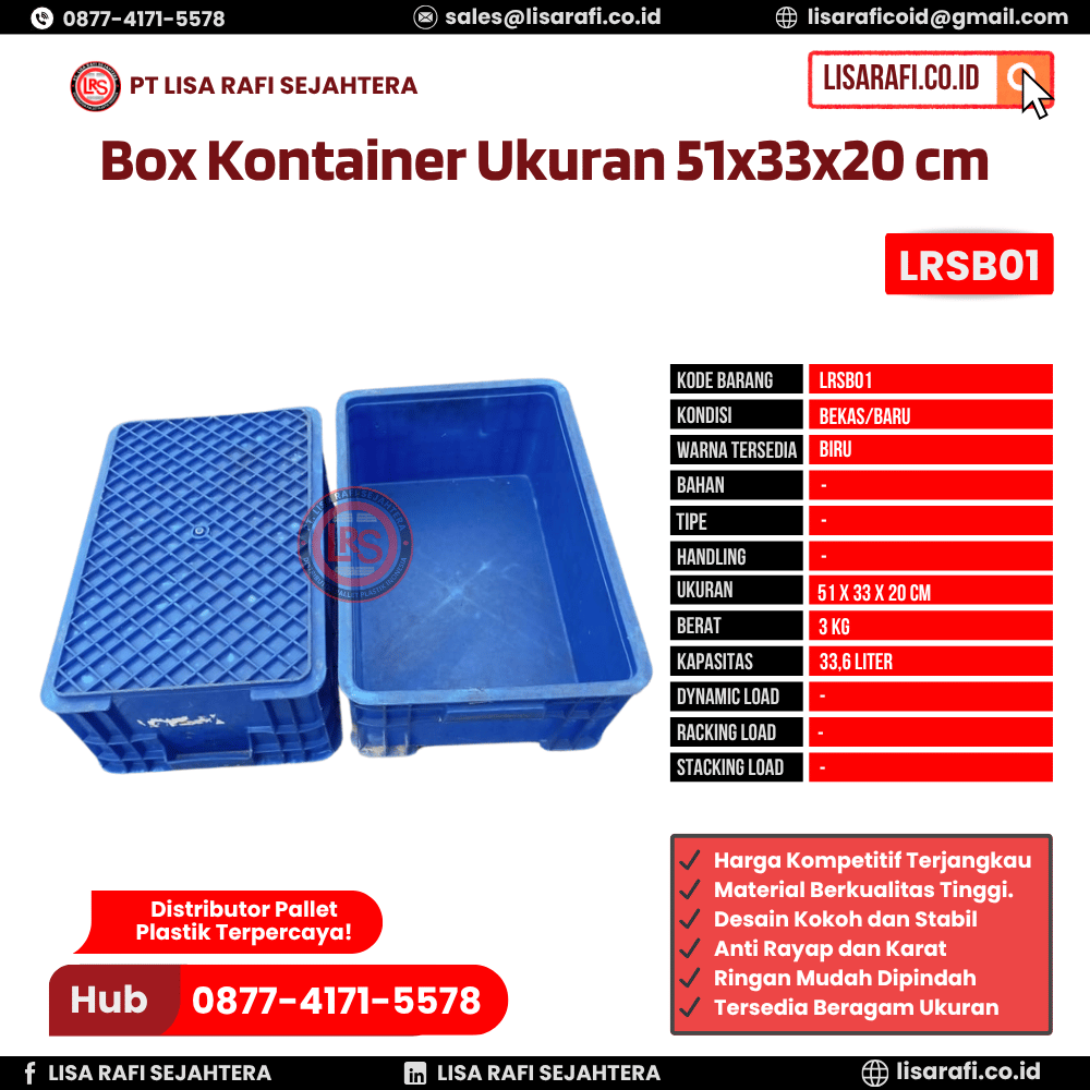 Box Container Bekas/Baru Ukuran 51x33x20 cm - LRSB01