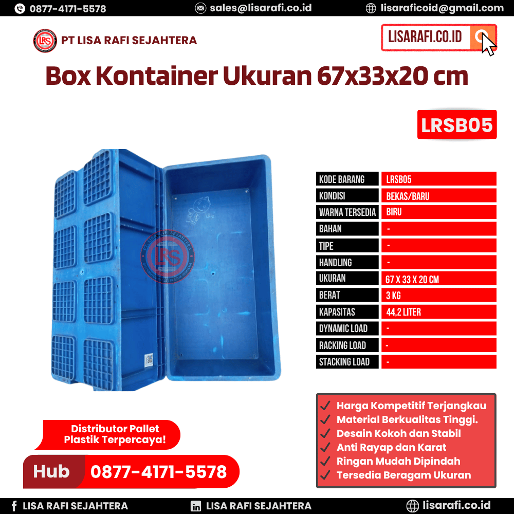 Box Container Bekas/Baru Ukuran 67x33x20 cm - LRSB05