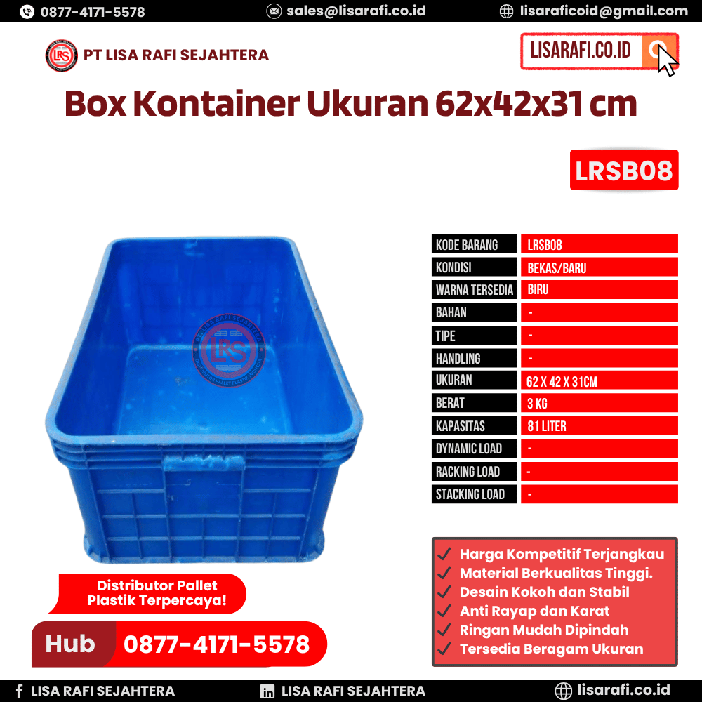 Box Container Bekas/Baru Ukuran 62x42x31 cm - LRSB08